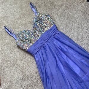 Esha Couture Purple Rhinestone Evening Gown